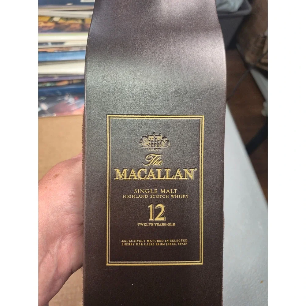 The Macallan 12 Year Single Malt Scotch Whisky Leather Suede Bottle Gift Bag